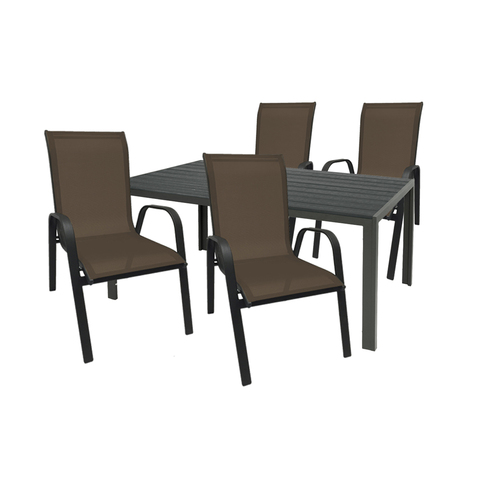 Gartengarnitur Sitzgarnitur 5-teilig 150x90cm Non-Wood Anthrazit/Schwarz/Braun