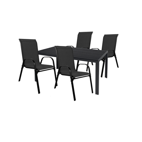 Gartengarnitur Sitzgarnitur 5-teilig 180x90cm Aluminium / Non-Wood