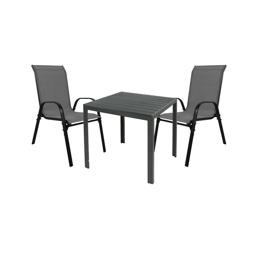 Gartengarnitur Sitzgarnitur 3-teilig 90x90cm Non-Wood Anthrazit