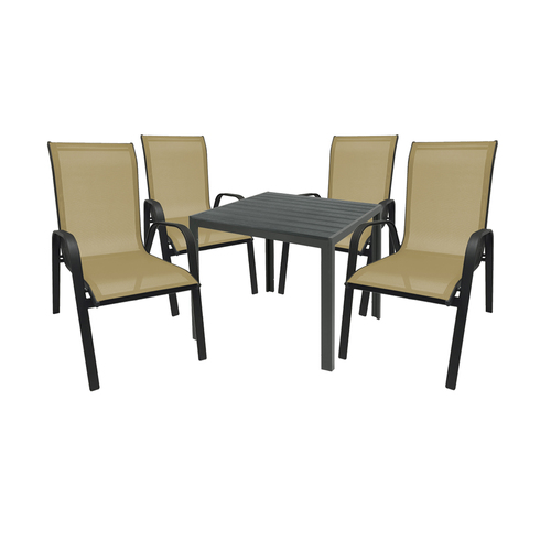 Gartengarnitur Sitzgarnitur 5-teilig 90x90cm Non Wood Anthrazit