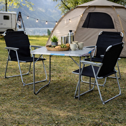 4-teiliges Campingm�bel Set Alu L80xB60xH68cm Schwarz