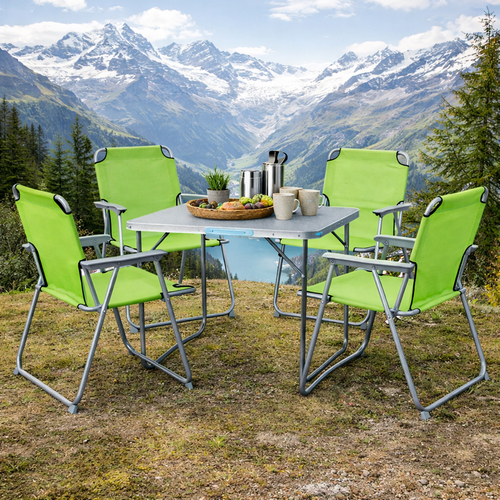 5-teiliges Campingm�bel Set Alu L80xB60xH68cm Limegr�n