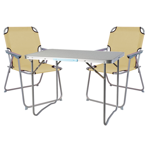 3-teiliges Campingm�bel Set Alu L80xB60xH68cm Beige