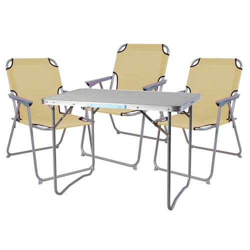 4-teiliges Campingm�bel Set Alu L80xB60xH68cm Beige