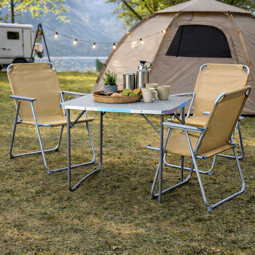 4-teiliges Campingm�bel Set Alu L80xB60xH68cm Beige