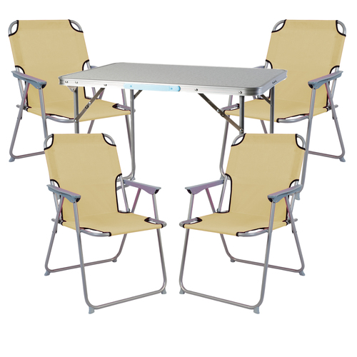 5-teiliges Campingm�bel Set Alu L80xB60xH68cm Beige