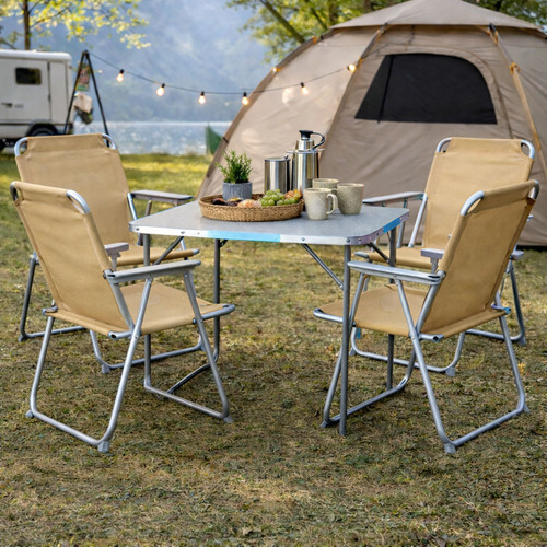 5-teiliges Campingm�bel Set Alu L80xB60xH68cm Beige