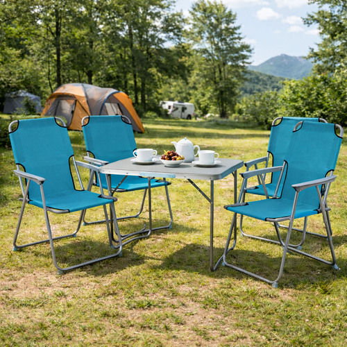 5-teiliges Campingm�bel Set Alu L80xB60xH68cm Petrol