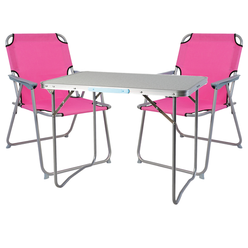 3-teiliges Campingm�bel Set Alu L80xB60xH68cm Pink
