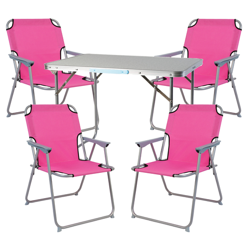 5-teiliges Campingm�bel Set Alu L80xB60xH68cm Pink