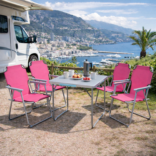 5-teiliges Campingm�bel Set Alu L80xB60xH68cm Pink