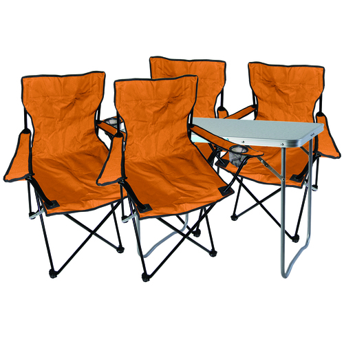 5-teiliges Campingm�bel Set orange XL Tisch Campingst�hle Tasche 
