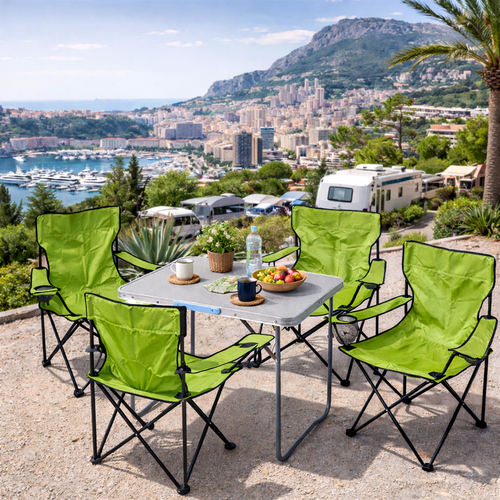 5-teiliges Campingm�bel Set limegr�n Tisch 80x60x68cm + Campingst�hle