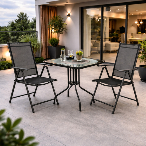 Bistro Sitzgarnitur Bistrogarnitur 3-teilig Anthrazit