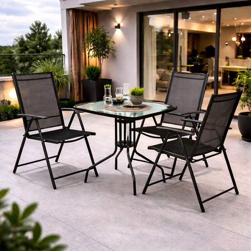 Bistro Sitzgarnitur Bistrogarnitur 4-teilig Anthrazit