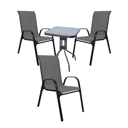 Bistro Sitzgarnitur Bistrogarnitur 4-teilig Anthrazit/Schwarz