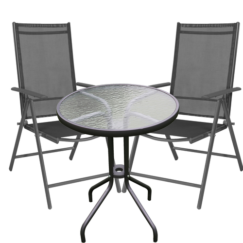 Bistro Sitzgarnitur Bistrogarnitur 3-teilig Anthrazit