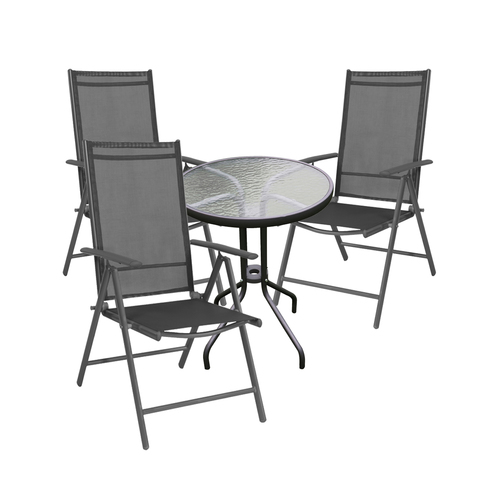 Bistro Sitzgarnitur Bistrogarnitur 4-teilig Anthrazit