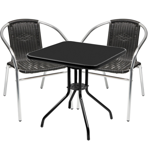 Bistro Sitzgarnitur Bistrogarnitur 3-teilig Tisch Schwarz / Stuhl