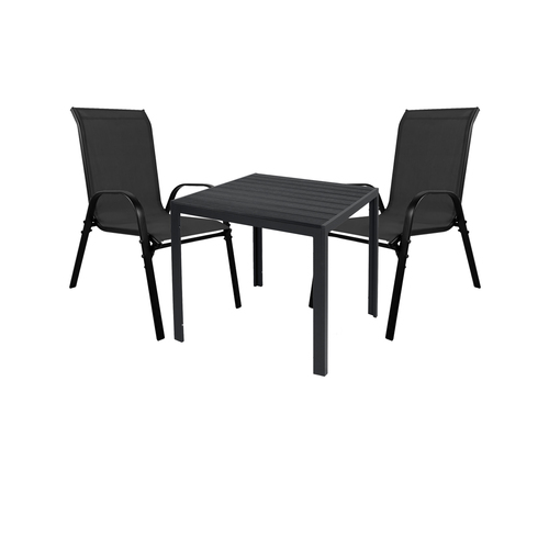 Gartengarnitur Sitzgarnitur 3-teilig 90x90cm Aluminium Anthrazit