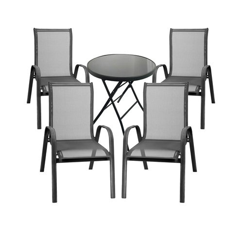 5-tlg. Bistro Garnitur Balkonset Garnitur Tisch + 4 Stapelst�hle