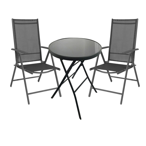 3-tlg. Bistro Garnitur Balkonset Garnitur Tisch + 2 Hochlehner