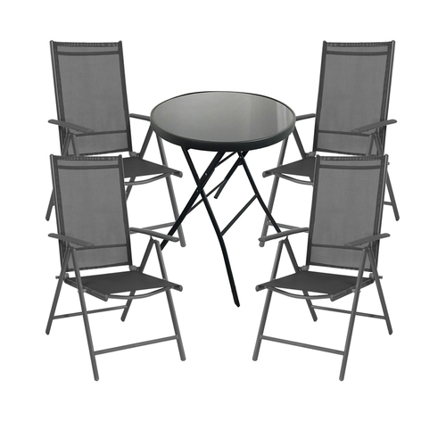 5tlg. Bistro Garnitur Balkonset Garnitur Tisch + 4 Hochlehner