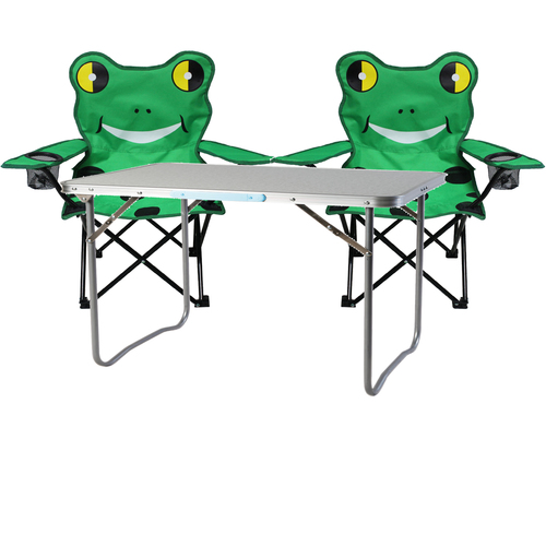 3-tlg. Kinder Campingm�bel Set Frosch Tisch 2 Campingst�hle Tasche 
