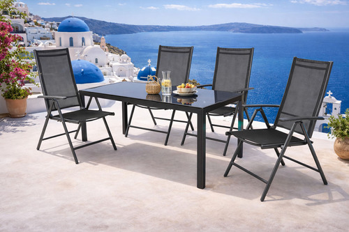 Gartengarnitur Sitzgarnitur 5-teilig 160x90cm Schwarz / Anthrazit 