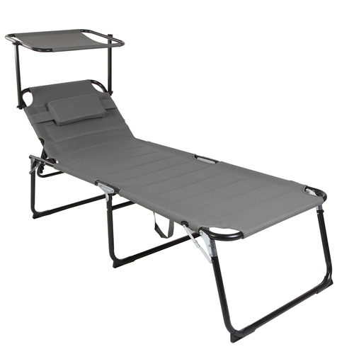 XXL Aluminium Gartenliege anthrazit mit Dach L200xB70cm