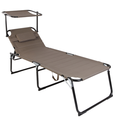 XXL Aluminium Gartenliege taupe mit Dach L200xB70cm