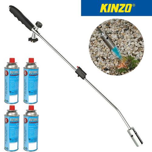 Kinzo Unkrautvernichter Unkrautbrenner Abflammger�t + 4 Butan Gaskartuschen