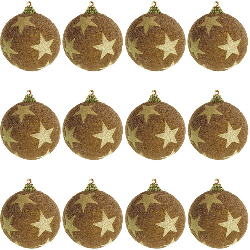 12-tlg. Christbaumkugeln  Weihnachtsbaumkugeln beflockt Glitzer vers. Farben und Gr��en 