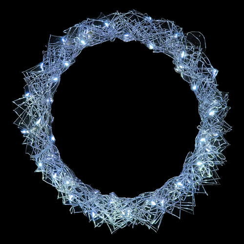 LED H�ngekranz / Tischdekoration Metall 30cm kaltwei�