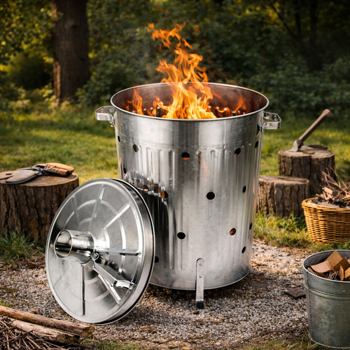Feuertonne verzinkt 75L Verbrennungtonne Verbrennungseimer