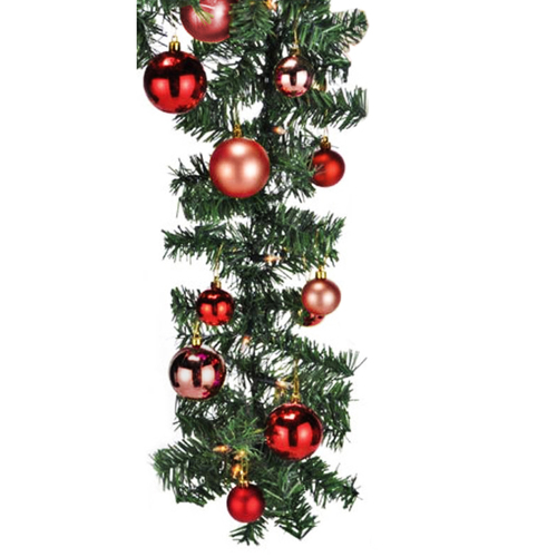 XL LED Tannengirlande 540cm mit 70 LED inkl. 30 Stck Baumkugeln Rot
