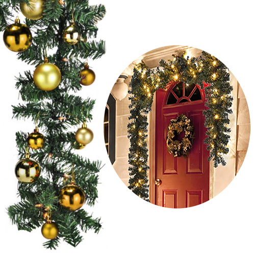 XL LED Tannengirlande 540cm mit 70 LED inkl. 30 St�ck Baumkugeln Gold