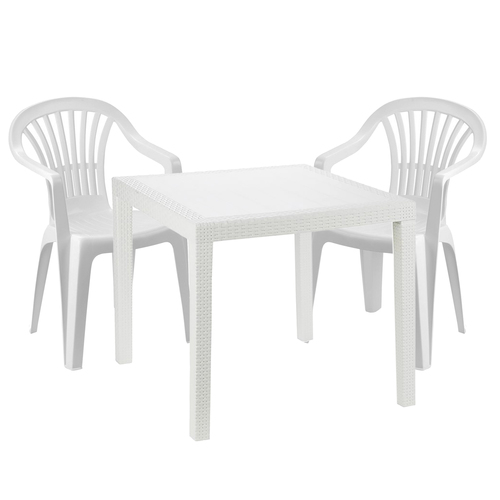 Sitzgarnitur Bistrogarnitur 3-teilig Kunststoff Wei�