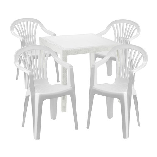 Sitzgarnitur Bistrogarnitur 5-teilig Kunststoff Wei�