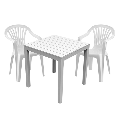 Sitzgarnitur Bistrogarnitur 3-teilig Wei� Holzoptik