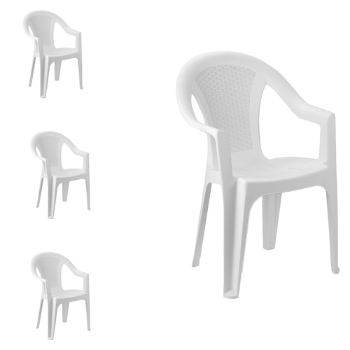 4er Set Gartenst�hle Stapelstuhl Bistrostuhl stapelbar Kunststoff Rattan-Optik Wei�