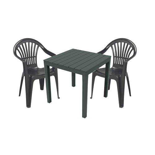 Sitzgarnitur Balkonm�bel Bistrogarnitur 3-teilig Anthrazit Holzoptik