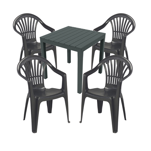 Sitzgarnitur Balkonm�bel Bistrogarnitur 5-teilig Anthrazit Holzoptik