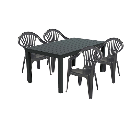 Gartengarnitur Bistrogarnitur 5-tlg.138x80cm Farbe Anthrazit Holzoptik