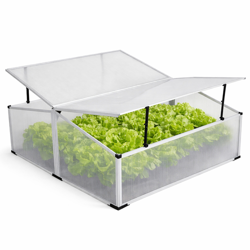 Fr�hbeet mit Doppeldach Gew�chshaus Treibhaus Alu 120x100x40/30cm