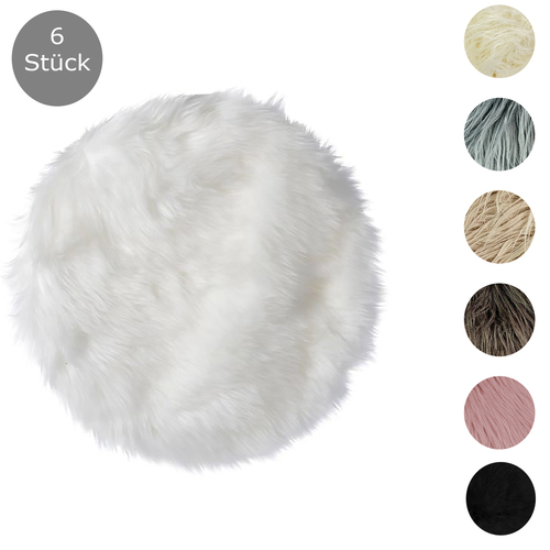 6er Deko-Felle Sitzkissen rund 30cm