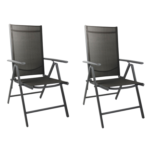 2 St�ck Gartenstuhl Klappstuhl Aluminium - Textilen Anthrazit / Anthrazit
