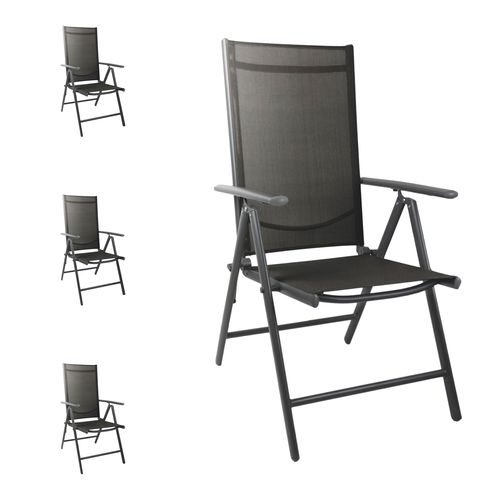 4 St�ck Gartenstuhl Klappstuhl Aluminium - Textilen Anthrazit / Anthrazit