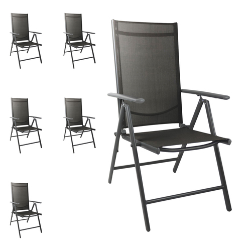 6 St�ck Gartenstuhl Klappstuhl Aluminium - Textilen Anthrazit / Anthrazit