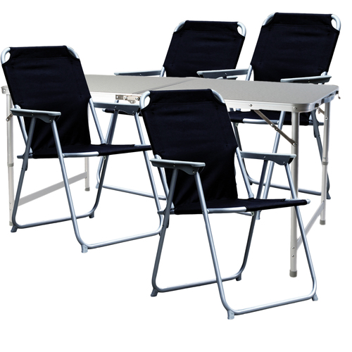 5-teiliges Campingm�bel Set Alu 120x60x58/70cm schwarz